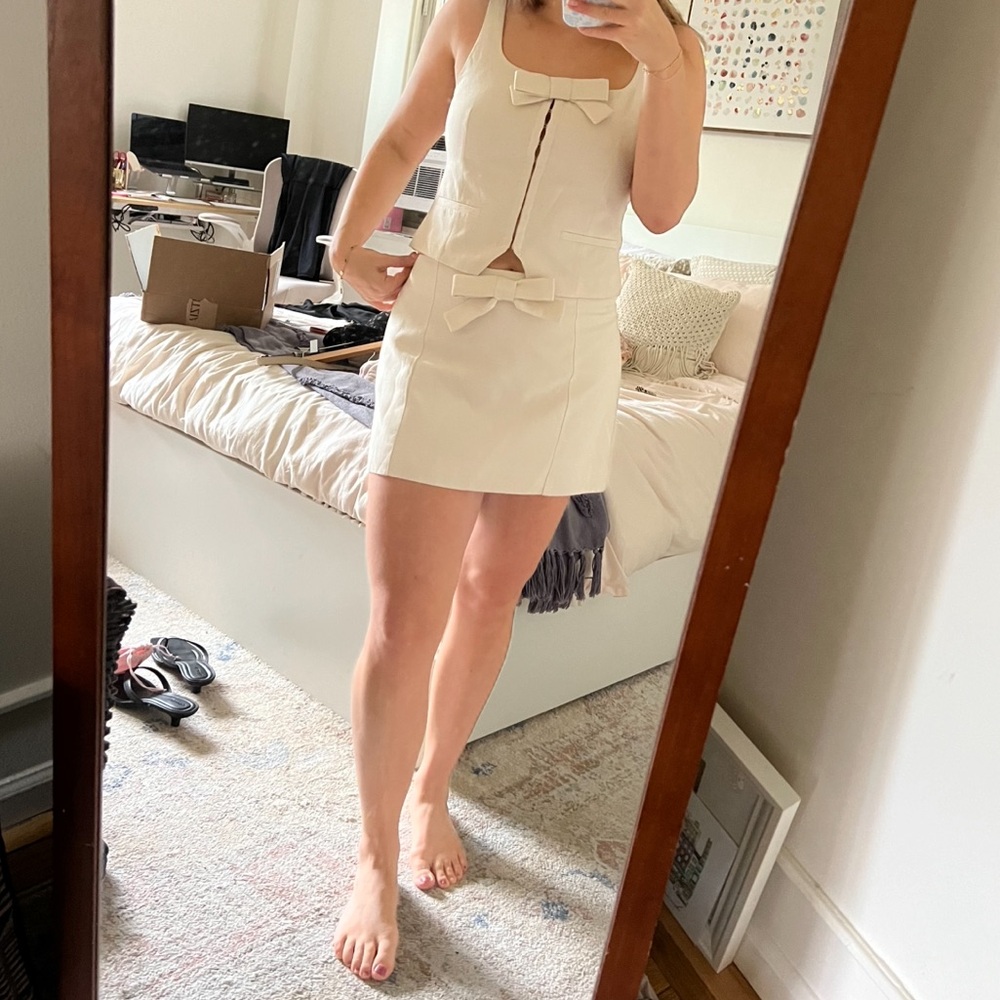 Bow set Zara vest top and skirt